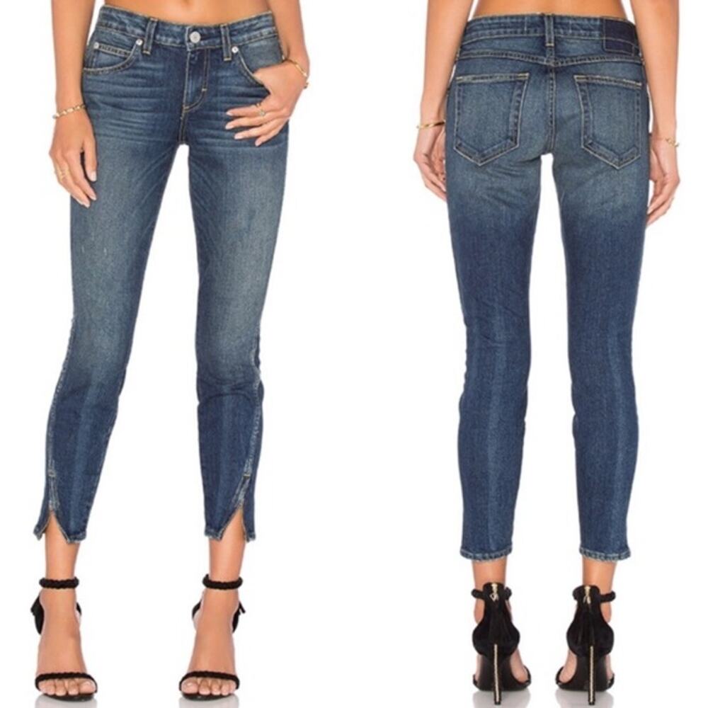 AMO Twist Zip Skinny Jeans In Sapphire Wash Size 29